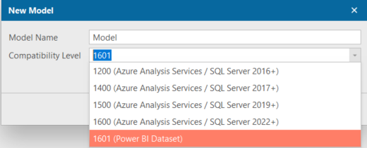 Default compatibility level for Power BI Models