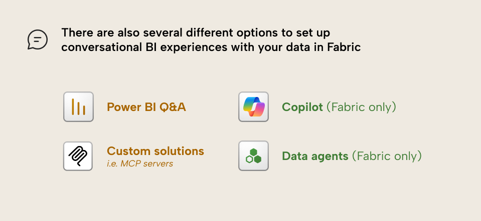 Options for conversational BI experiences