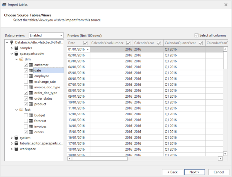 Choose Source Tables/Views