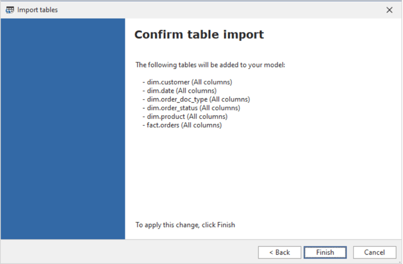 Confirm table import