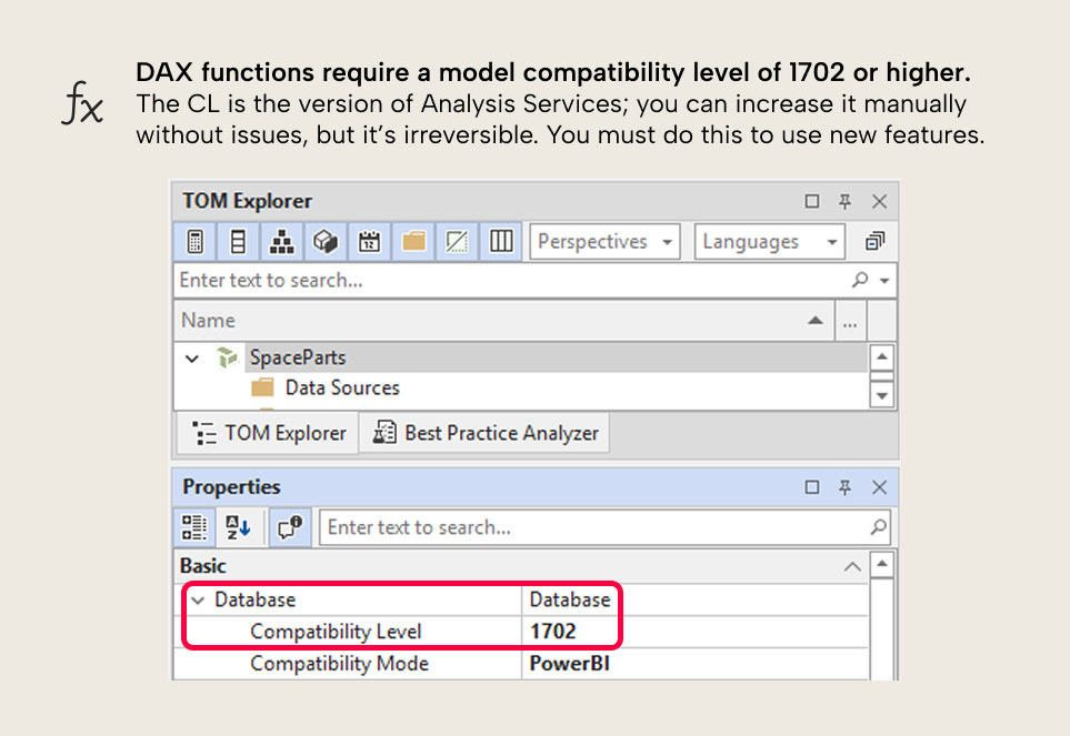 UDF-DAX functions require a model compatibility level-fig-3