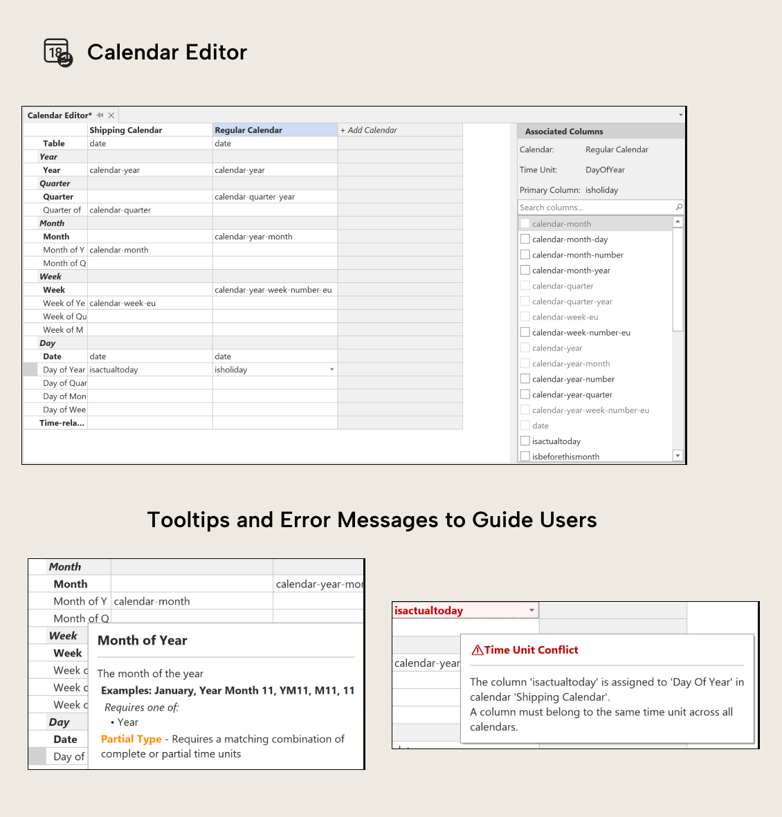 M001 Figure 5 - Screenshot of the calendar editor in Tabular Editor 3